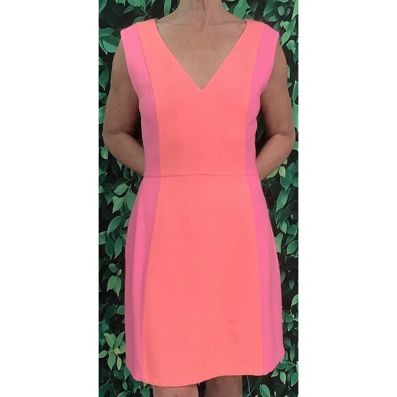 ๐ธ Julie Brown NYC Pink & Orange Colorblock Fit & Flare Dress โ Size 8 - Picture 2 of 7